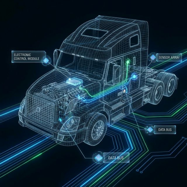 Truck engine digital fault visualization