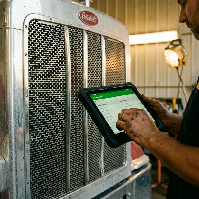 Mechanic using remote connected tablet